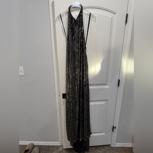 Elegant Black Sequin Maxi Dress